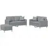 Image de vidaXL Ensemble de canapés 3 pièces avec coussins Tissu gris clair