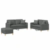 Image de vidaXL Ensemble de canapés 3 pièces avec coussins Tissu gris foncé