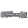 Image de vidaXL Ensemble de canapés 2 pièces avec coussins Tissu gris clair