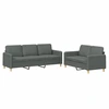 Image de vidaXL Ensemble de canapés 2 pièces avec coussins Tissu gris foncé