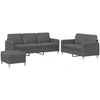 Image de vidaXL Ensemble de canapés 3 pièces avec coussins Tissu gris foncé