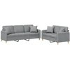 Image de vidaXL Ensemble de canapés 2 pièces avec coussins Tissu gris clair
