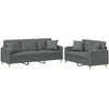 Image de vidaXL Ensemble de canapés 2 pièces avec coussins Tissu gris foncé
