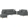 Image de vidaXL Ensemble de canapés 3 pièces avec coussins Tissu gris foncé