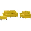 Image de vidaXL Ensemble de canapés 3 pièces avec coussins Velours jaune