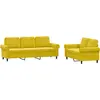 Image de vidaXL Ensemble de canapés 2 pièces avec coussins Velours jaune
