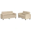 Image de vidaXL Ensemble de canapés 2 pièces avec coussins Crème Tissu microfibre