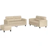 Image de vidaXL Ensemble de canapés 3 pièces avec coussins Crème Tissu microfibre