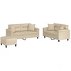 Image de vidaXL Ensemble de canapés 3 pièces avec coussins Crème Tissu microfibre