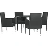 Image de vidaXL Ensemble de jardin 5 pièces noir Poly rotin et acier