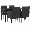 Image de vidaXL Ensemble de jardin 5 pièces noir Poly rotin et acier