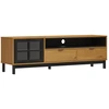 Image de vidaXL Armoire TV avec porte en verre FLAM 158x40x50 cm Pin massif