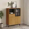 Image de vidaXL Highboard avec porte vitrée FLAM 92x40x122,5 cm Pin massif