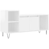 Image de vidaXL Armoire TV blanc brillant 100x35x55 cm Bois composite