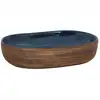 Image de vidaXL Vasque à poser Marron et Bleu Ovale 59x40x14 cm Céramique