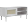 Image de vidaXL Armoire TV SENJA aspect rotin blanc 106x40x49 cm Bois de pin
