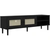 Image de vidaXL Armoire TV SENJA aspect rotin noir 158x40x49cm bois de pin