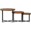 Image de vidaXL Tables de salon 3 pcs. Bois massif acacia et fer