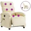 Image de vidaXL Fauteuil de massage électrique Crème Tissu