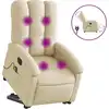 Image de vidaXL Fauteuil de massage électrique avec releveur Crème Tissu