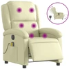 Image de vidaXL Fauteuil de massage électrique Crème Cuir véritable
