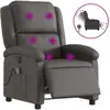 Image de vidaXL Fauteuil de massage électrique gris cuir véritable