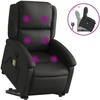 Image de vidaXL Fauteuil de massage avec releveur Noir cuir véritable