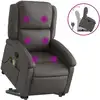Image de vidaXL Fauteuil de massage avec releveur Gris cuir véritable