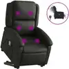 Image de vidaXL Fauteuil de massage avec releveur Électrique Noir Cuir véritable