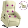 Image de vidaXL Fauteuil de massage avec releveur électrique Crème Cuir véritable