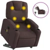 Image de vidaXL Fauteuil de massage électrique avec releveur Tissu marron foncé