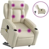 Image de vidaXL Fauteuil de massage avec releveur électrique Crème similicuir