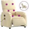 Image de vidaXL Fauteuil de massage électrique Crème Tissu