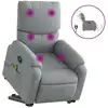 Image de vidaXL Fauteuil de massage électrique avec releveur Tissu gris clair