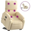 Image de vidaXL Fauteuil de massage électrique avec releveur Crème Tissu