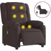 Image de vidaXL Fauteuil de massage électrique Tissu marron foncé
