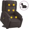Image de vidaXL Fauteuil de massage électrique avec releveur Tissu marron foncé