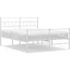 Image de vidaXL Cadre de lit avec tête et pied de lit en métal blanc 135x190 cm