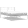 Image de vidaXL Cadre de lit avec tête de lit en métal blanc 140x200 cm
