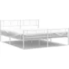 Image de vidaXL Cadre de lit avec tête et pied de lit en métal blanc 193x203 cm