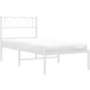 Image de vidaXL Cadre de lit avec tête de lit en métal blanc 100x190 cm