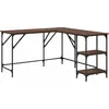 Image de vidaXL Bureau brun imitation chêne 139x139x75 cm Bois composite