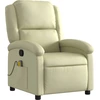 Image de vidaXL Fauteuil de massage Crème cuir véritable