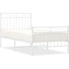 Image de vidaXL Cadre de lit avec tête et pied de lit en métal blanc 90x200 cm