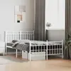 Image de vidaXL Cadre de lit avec tête et pied de lit en métal blanc 120x200 cm
