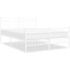 Image de vidaXL Cadre de lit avec tête et pied de lit en métal blanc 135x190 cm
