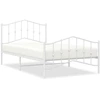 Image de vidaXL Cadre de lit avec tête et pied de lit en métal blanc 100x200 cm