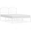 Image de vidaXL Cadre de lit avec tête de lit en métal blanc 135x190 cm