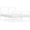 Image de vidaXL Cadre de lit avec tête et pied de lit en métal blanc 150x200 cm