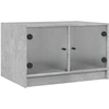 Image de vidaXL Table basse avec portes en verre gris béton 68x50x42 cm